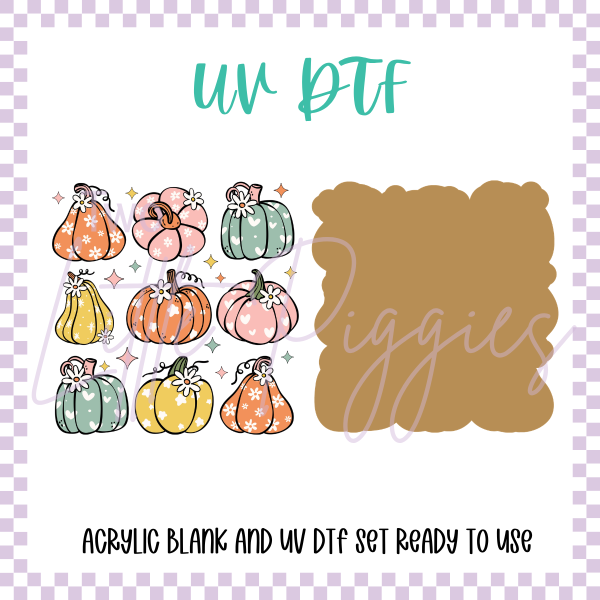 UV DTF -  Acrylic Blank and Decal - 2 inch - Pretty Pumpkins