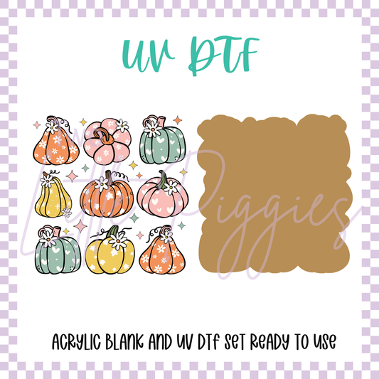 UV DTF -  Acrylic Blank and Decal - 2 inch - Pretty Pumpkins