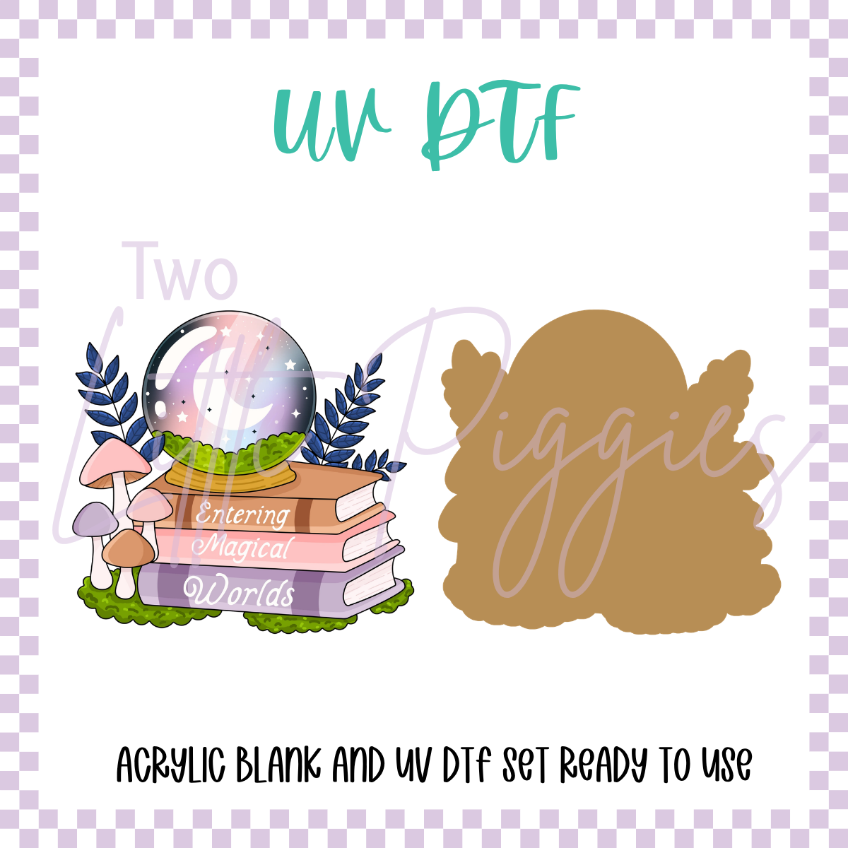 UV DTF -  Acrylic Blank and Decal - 2 inch - Entering Magical Worlds Bookstack