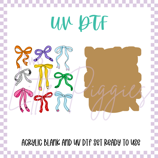 UV DTF -  Acrylic Blank and Decal - 2 inch - School Coquette