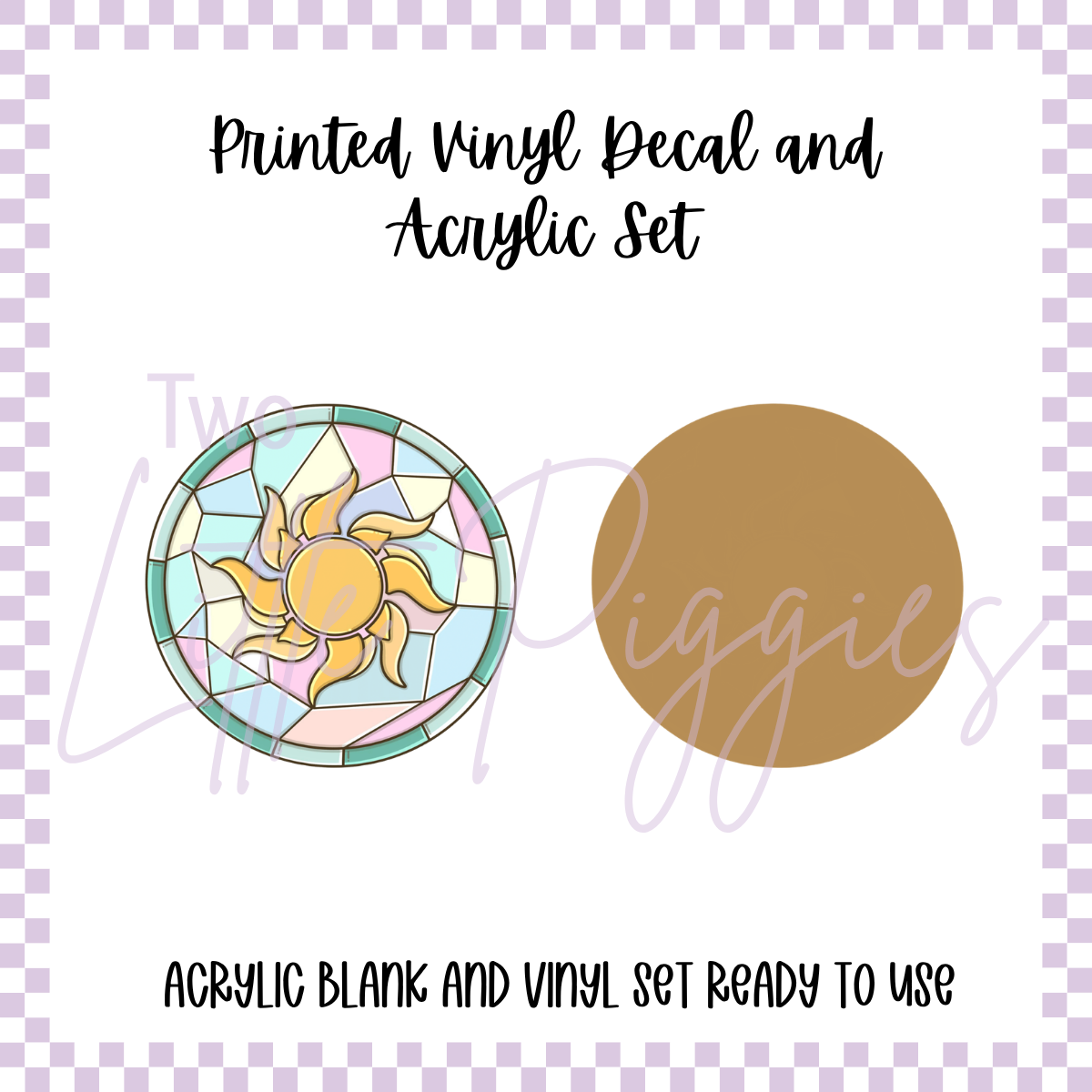 Printed Vinyl and Acrylic Set - Stained Glass Sun - Green