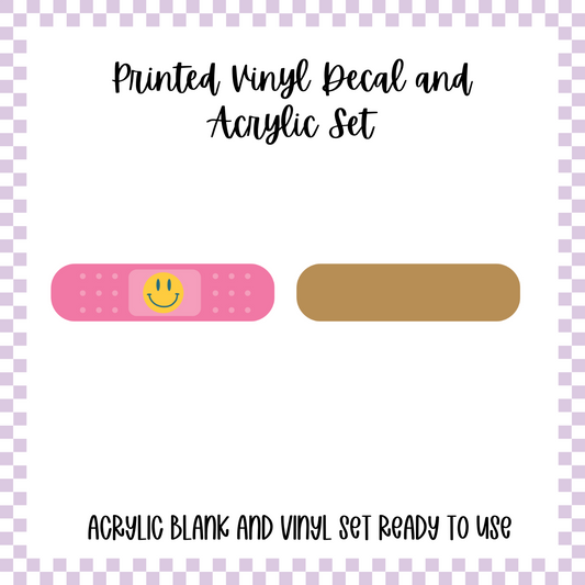 Printed Vinyl and Acrylic Set - Bandaid Smiley
