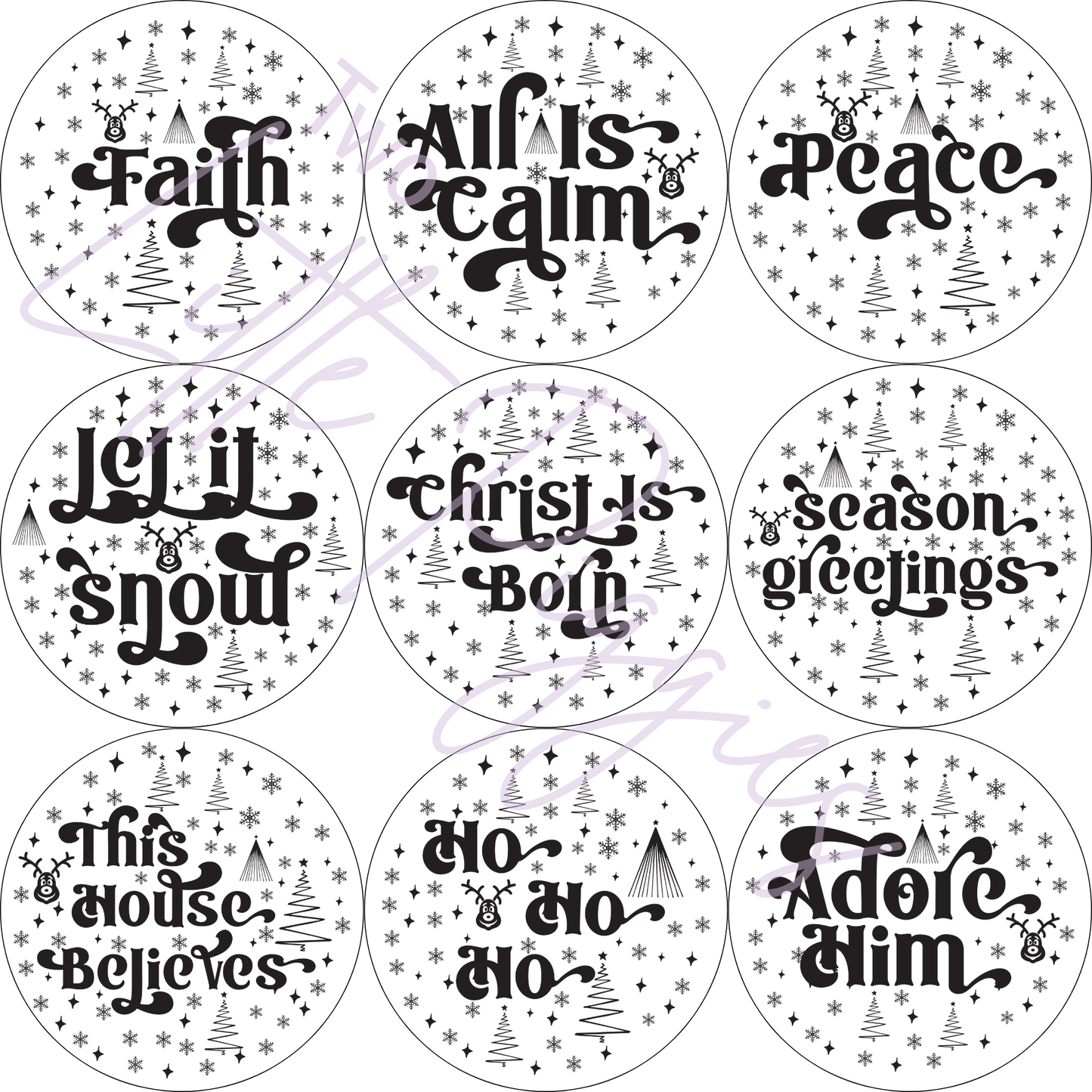 Round Ornament Sheets - Christmas Words