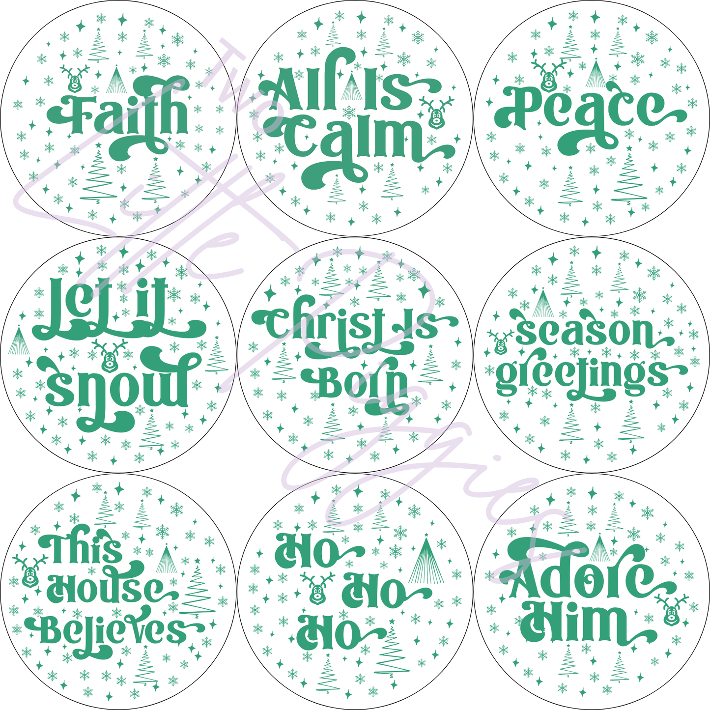 Round Ornament Sheets - Christmas Words